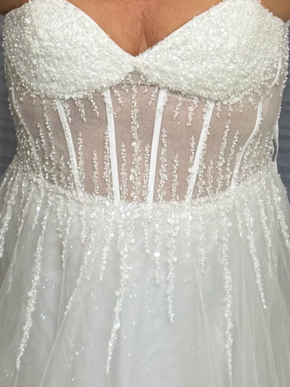 Girls Sparkle Tulle Party Dress with Beaded Bodice - White - Picture 6 of 11